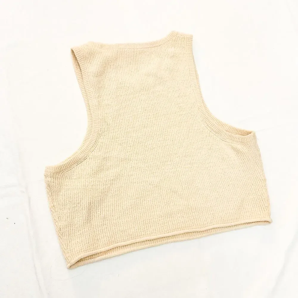 Madewell Knit Sleeveless Crop Top Cream Size Medium - Picture 5 of 6